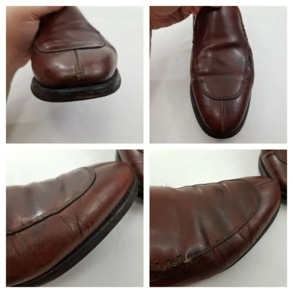 Allen Edmonds Steen 8.5 D Brown Leather Slip on Loafers Mens Shoes Split Toe